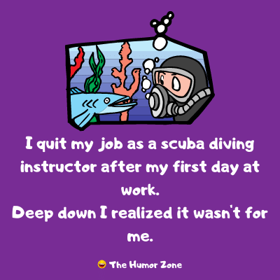 Image containing a dad joke about being a scuba diving instructor.